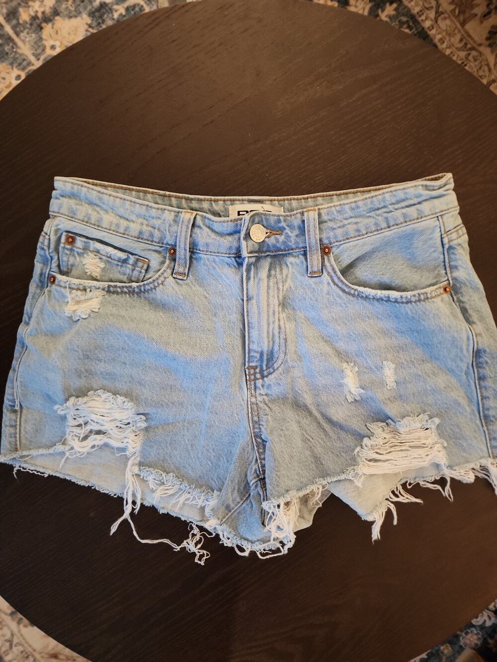 RSQ Womens Blue Denim Shorts Mid Rise Vintage Size 28 Waist